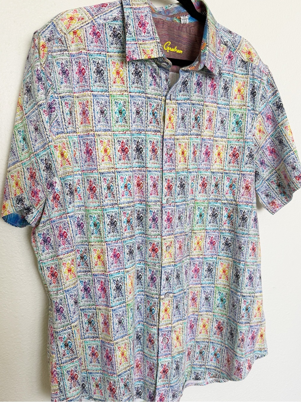 Robert Graham Spark Plug Stamp Print Button Up Shirt 2TG XXL Stretch